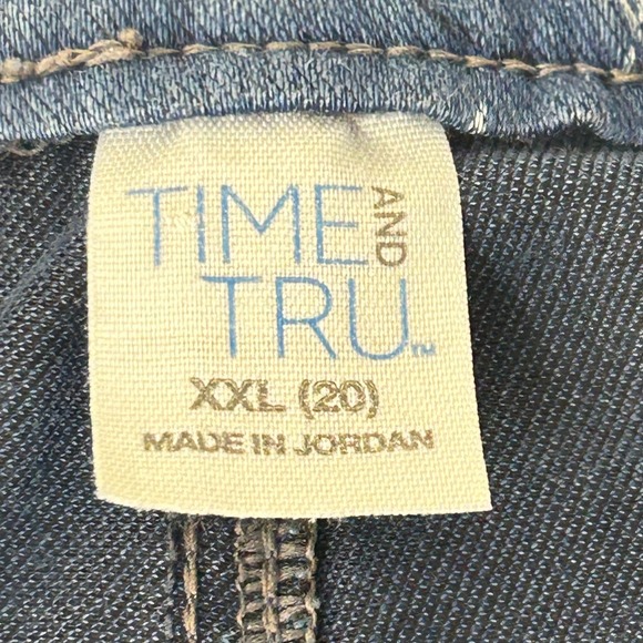 Time and Tru Womens Jeans Floral Print Blue Size XXL 20 High Rise Denim - Picture 2 of 13